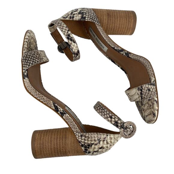 Women's STEVE MADDEN Size 6 Sara Faux Snakeskin Ankle Strap High Heel Sandals - Picture 7 of 13
